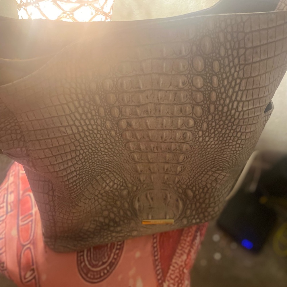 Brahmin Light Gray Crocodile-Embossed Women's Bag